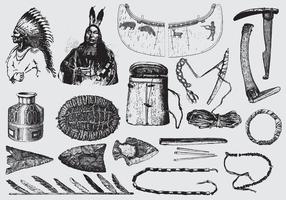 Inheemse Amerikaanse hulpmiddelen en ornamenten vector
