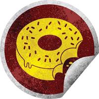 gebeten berijpt donut circulaire pellen sticker vector