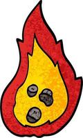grunge getextureerde illustratie tekenfilm brandend kolen vector