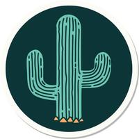 tatoeëren stijl sticker van een cactus vector