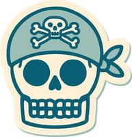tatoeëren stijl sticker van een piraat schedel vector