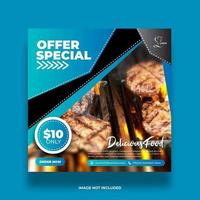 blauwe schuine vorm speciale aanbieding sociale media banner vector