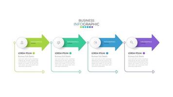 minimale stap infographics ontwerp vector en pictogrammen kunnen worden gebruikt voor de indeling van de werkstroom, diagram, jaarverslag. vector infographics tijdlijn ontwerpsjabloon met 4 opties, onderdelen, stappen of processen.