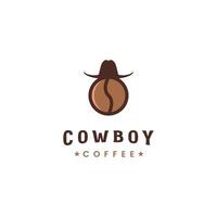 cowboy koffie logo ontwerp Aan geïsoleerd, koffie Boon met cowboy hoed logo concept vector