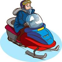vector illustratie van Mens het rijden sneeuwscooter