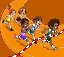 rennen ras. vector illustratie van studenten in een rennen wedstrijd.