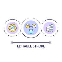 meerdere apparaten strategie lus concept icoon. meerdere platformen abstract idee dun lijn illustratie. sollicitatie, software optimalisatie. geïsoleerd schets tekening. bewerkbare hartinfarct. vector