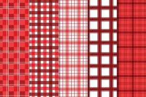 naadloos katoenen stof plaid patroon bundel vector voor kleding stof en t-shirt ontwerp. eindeloos plaid patroon verzameling ontworpen met rood en wit kleuren. plaid patroon reeks decoratie voor kleding en jurk.