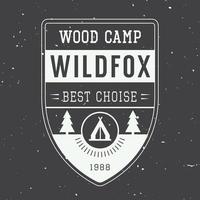 wijnoogst camping label, embleem en logo. vector illustratie