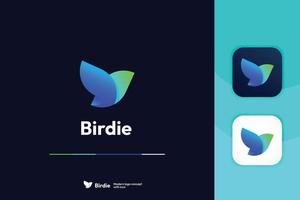 modern abstract gemakkelijk vogel vorm logo ontwerp sjabloon met icoon vector