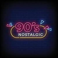 neon teken 90's nostalgisch met steen muur achtergrond vector