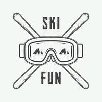 wijnoogst ski of winter sport- logo, embleem, insigne, etiket of watermerk met masker in retro stijl. vector illustratie