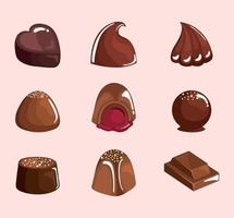 negen chocoladeproducten vector