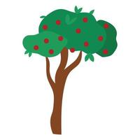 appel boom met rijp rood appels. vector illustratie in tekenfilm stijl. geïsoleerd Aan wit achtergrond.