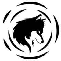 wolf hoofd logo vector met cirkel in de omgeving van