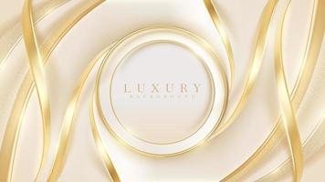 luxe achtergrond met gouden cirkel kader elementen en linten met bokeh decoraties en sprankelend lichten. vector illustratie.