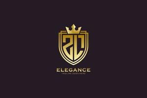 eerste zl elegant luxe monogram logo of insigne sjabloon met scrollt en Koninklijk kroon - perfect voor luxueus branding projecten vector