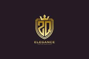 eerste zq elegant luxe monogram logo of insigne sjabloon met scrollt en Koninklijk kroon - perfect voor luxueus branding projecten vector