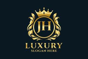 eerste jh brief Koninklijk luxe logo sjabloon in vector kunst voor luxueus branding projecten en andere vector illustratie.