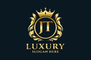 eerste jt brief Koninklijk luxe logo sjabloon in vector kunst voor luxueus branding projecten en andere vector illustratie.