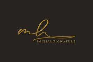 eerste mh brief handtekening logo sjabloon elegant ontwerp logo. hand- getrokken schoonschrift belettering vector illustratie.