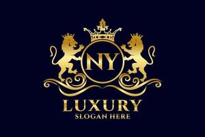 eerste ny brief leeuw Koninklijk luxe logo sjabloon in vector kunst voor luxueus branding projecten en andere vector illustratie.