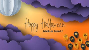 gelukkig halloween banier groet kaart achtergrond in papier besnoeiing stijl. vector illustratie