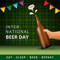 Internationale bier dag, Aan augustus. proost met gerinkel bier mokken conceptueel. vector illustratie.