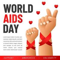 wereld AIDS dag poster. AIDS bewustzijn rood lintje. vector illustratie.