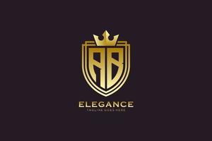 eerste ab elegant luxe monogram logo of insigne sjabloon met scrollt en Koninklijk kroon - perfect voor luxueus branding projecten vector
