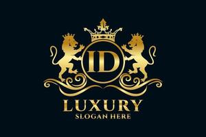 eerste ID kaart brief leeuw Koninklijk luxe logo sjabloon in vector kunst voor luxueus branding projecten en andere vector illustratie.