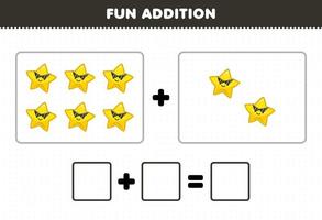 onderwijs spel voor kinderen pret toevoeging door tellen schattig tekenfilm ster afbeeldingen afdrukbare zonne- systeem werkblad vector