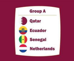 Nederland qatar Ecuador en Senegal vlag embleem landen groep een symbool ontwerp Amerikaans voetbal laatste vector Amerikaans voetbal teams illustratie