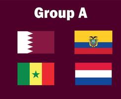 Nederland qatar Ecuador en Senegal embleem vlag groep een symbool ontwerp Amerikaans voetbal laatste vector landen Amerikaans voetbal teams illustratie