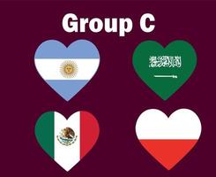 Argentinië Polen Mexico en saudi Arabië vlag hart groep c symbool ontwerp Amerikaans voetbal laatste vector landen Amerikaans voetbal teams illustratie