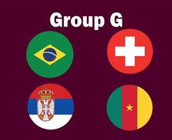 Zwitserland Brazilië Servië en Kameroen vlag embleem groep g symbool ontwerp Amerikaans voetbal laatste vector landen Amerikaans voetbal teams illustratie