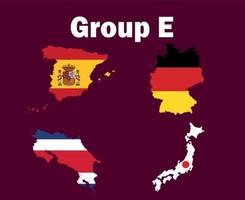 Duitsland Spanje Japan en costa rica kaart vlag groep e symbool ontwerp Amerikaans voetbal laatste vector landen Amerikaans voetbal teams illustratie