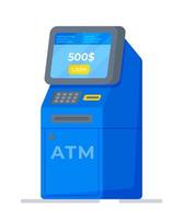 vector illustratie van een vlak stijl Geldautomaat. techniek voor bank, contant geld opname.