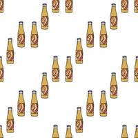 naadloos patroon met bier fles Aan wit achtergrond. vector afbeelding.