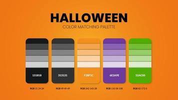 halloween thema kleur paletten of kleur schema's zijn trends combinaties en palet gidsen deze jaar, een tafel kleur tinten in rgb of hex. een kleur swatch voor een voorjaar mode, huis, of interieur ontwerp vector