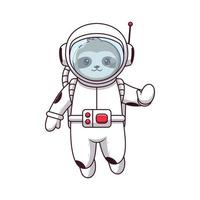 schattig luiaard astronaut golvend handen. dier icoon concept. vlak tekenfilm stijl. geschikt voor web landen bladzijde, banier, folder, sticker, kaart vector