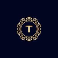 goud Koninklijk logo schoonheid luxe brief t vector