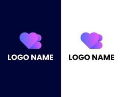 letter b met liefde modern logo ontwerpsjabloon vector