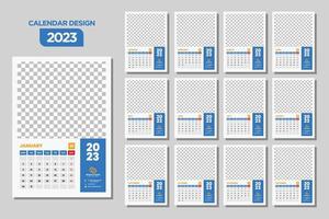 minimalistische muur kalender 2023 ontwerp sjabloon vector