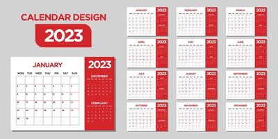 gemakkelijk bureau kalender 2023 sjabloon ontwerp vector