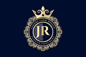 jr eerste brief goud kalligrafische vrouwelijk bloemen hand- getrokken heraldisch monogram antiek wijnoogst stijl luxe logo ontwerp premie vector