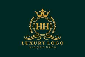 eerste hh brief Koninklijk luxe logo sjabloon in vector kunst voor restaurant, royalty, boetiek, cafe, hotel, heraldisch, sieraden, mode en andere vector illustratie.