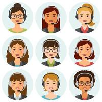 avatars van agenten van callcenters voor vrouwen vector