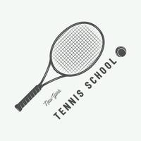 wijnoogst tennis logo, insigne, embleem en veel meer. vector illustratie