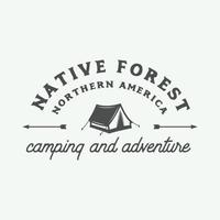 wijnoogst camping buitenshuis en avontuur logo, insigne, label, embleem, Mark . vector illustratie. monochroom grafisch kunst.
